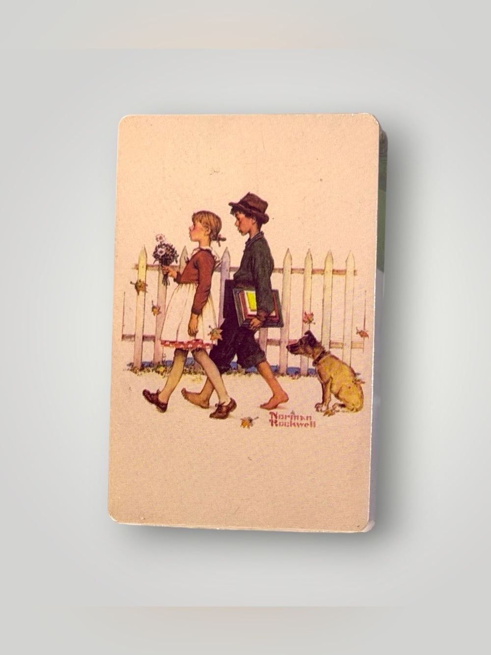 Norman Rockwell Children Walking with Dog Art Print - Playing Cards